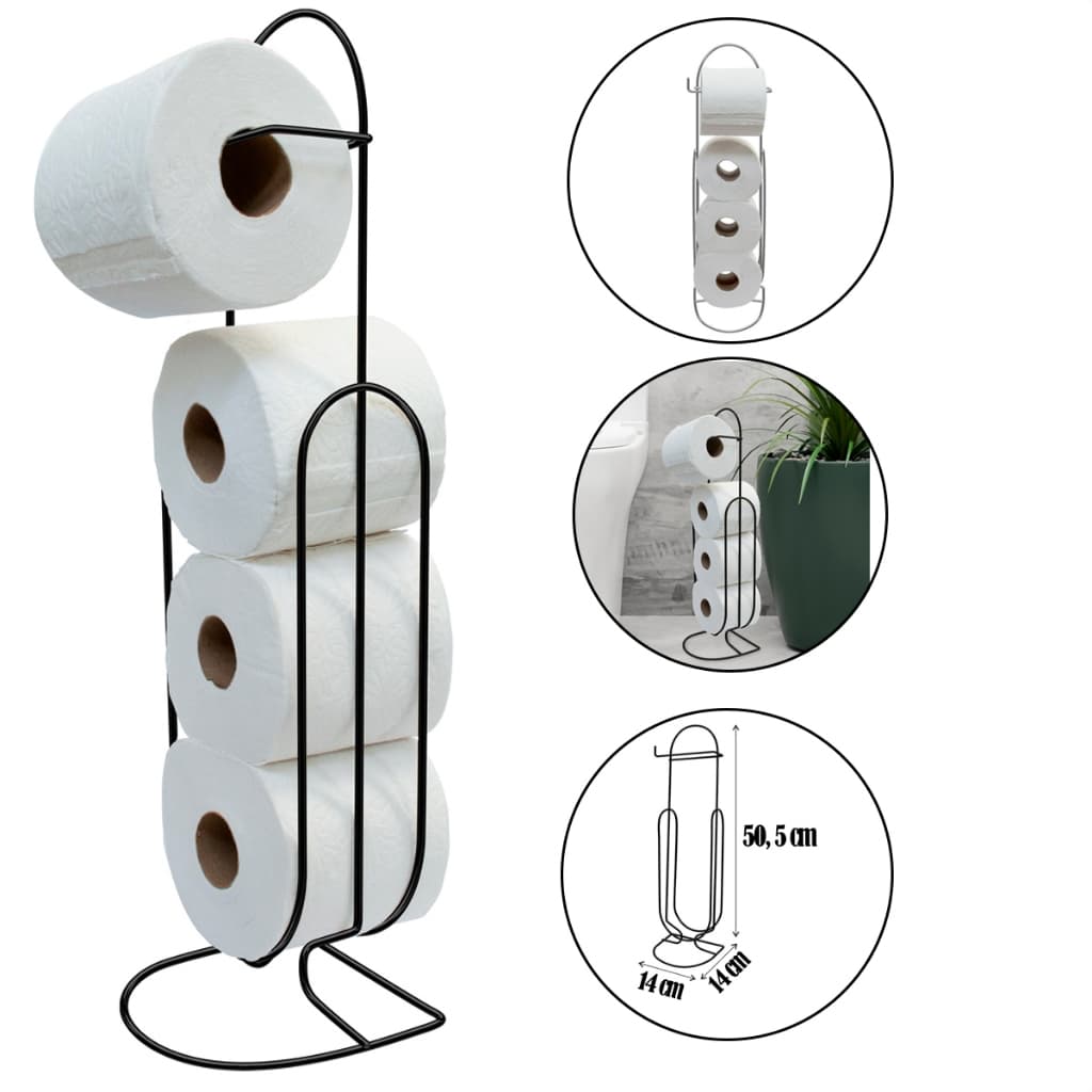 Suporte Porta Papel Higiênico De Chão Luxo Cromado, Branco ou Preto