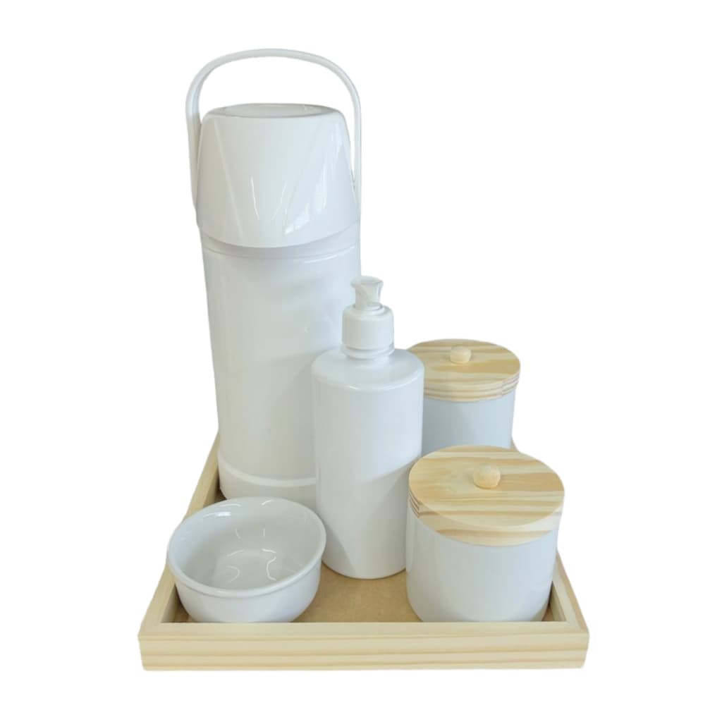 Kit higiene bebe porcelana completo bandeja quadra saboneteira plástica