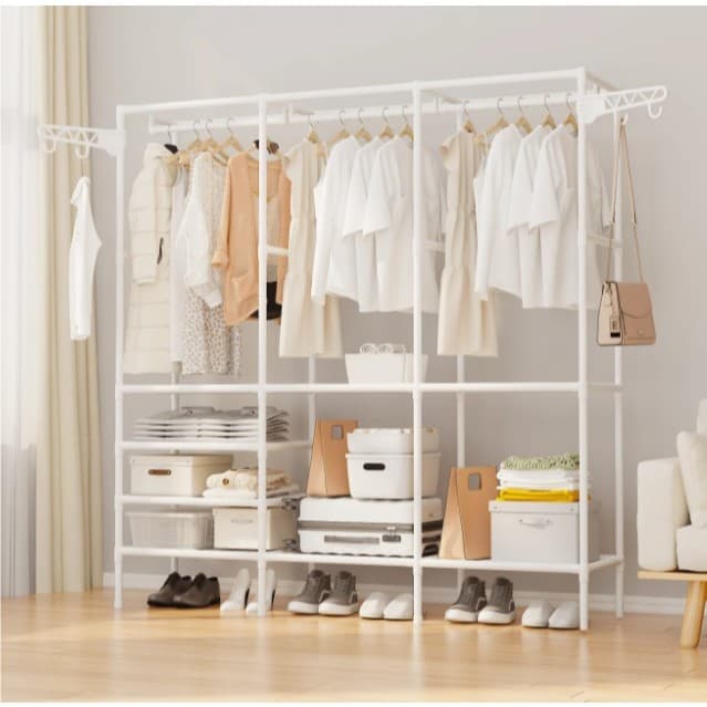 Armário Triplo Guarda Roupa Aberto Organizador Arara Roupa Prateleira Cabideiro