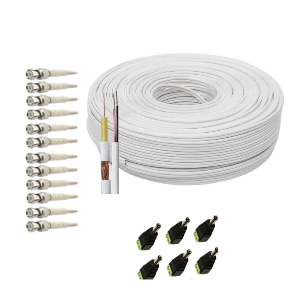 Kit P/ Instalação 6 Câmeras Segurança Conectores e Cabo100M