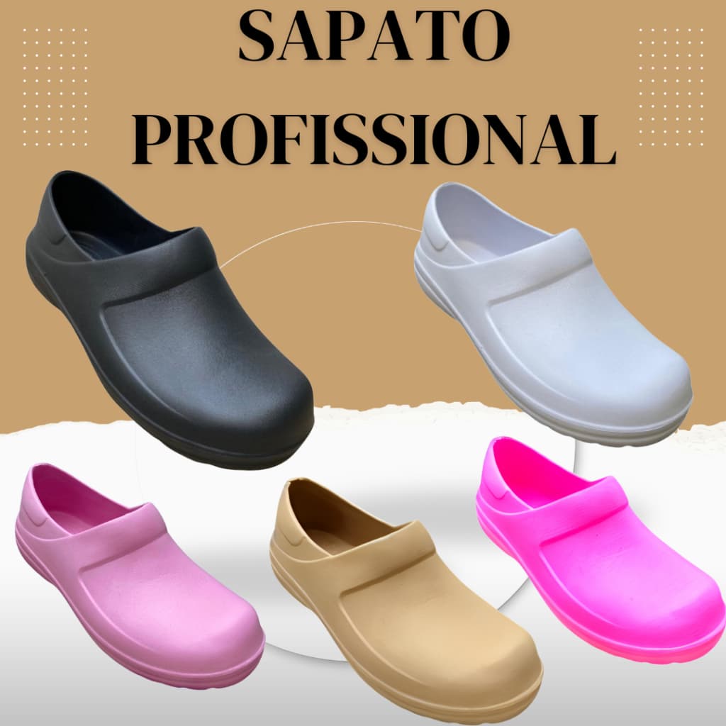 Sapato Babuche Fechado Leve Trabalho Cozinha Confortável