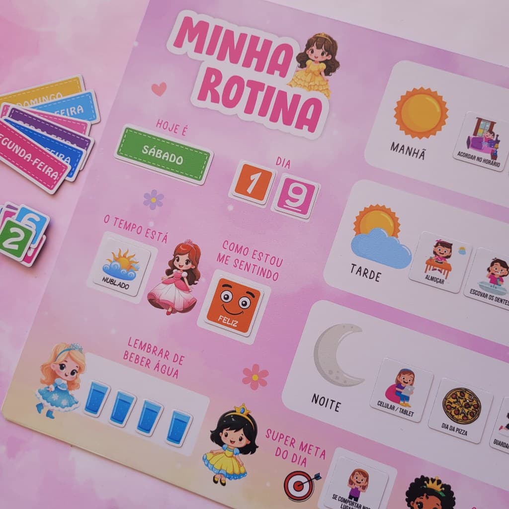 Quadro Educativo Rotina Infantil imantado - Minha Rotina Diária