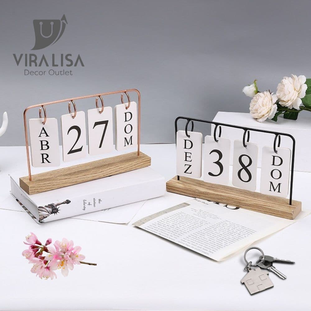 Calendário de Mesa Decorativo Permanente – Ideal para Escritório e Home Office