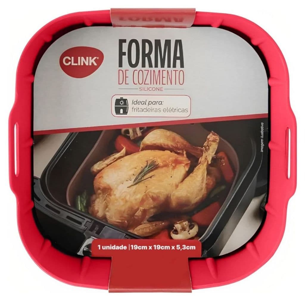 Forma de Silicone Quadrada para Airfryer 19cm Fritadeira Elétrica 5 a 6 Litros Tamanho Grande