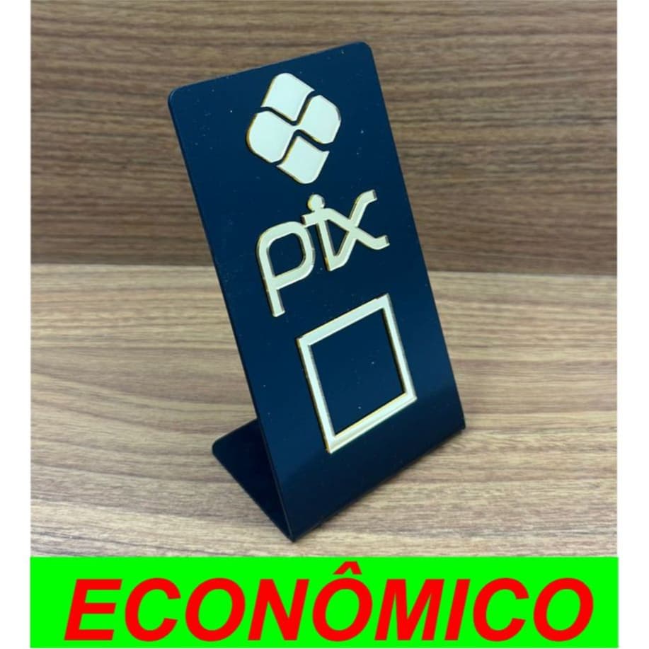 Placa PIX QR Code Display de Mesa Ps & Acrílico Espelhado