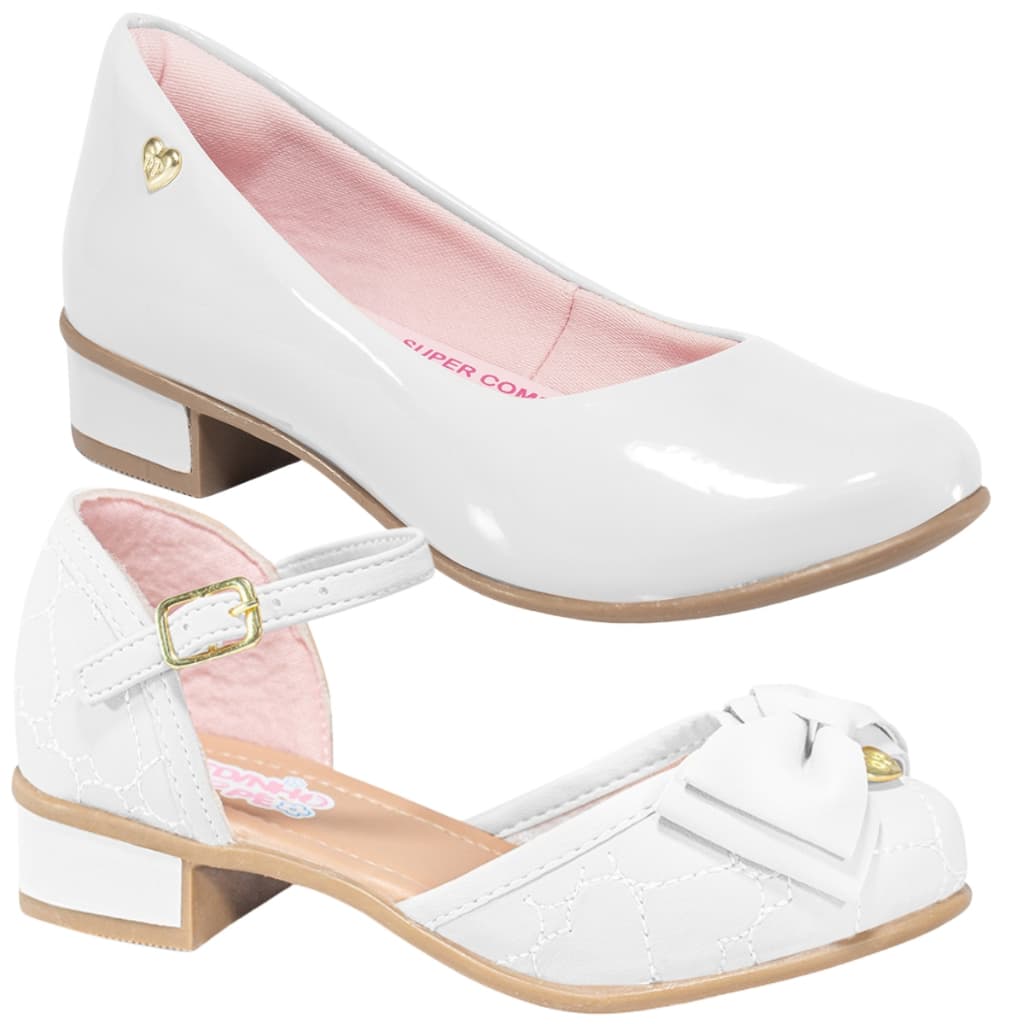 2 Pares Sapatilha Infantil Feminina Saltinho Baixo Scarpin Sapato Menina Delicada