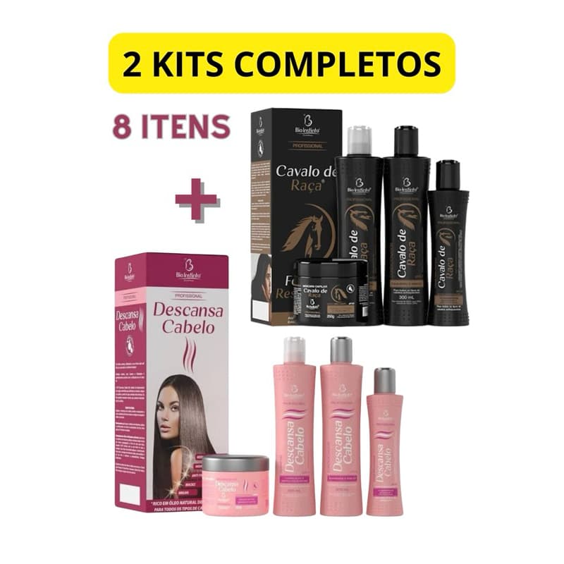 Kit Capilar Bio Instinto 4 Itens ( 2 Kits Completos ) A Sua escolha Lisos Cacheados Secos Hidratação