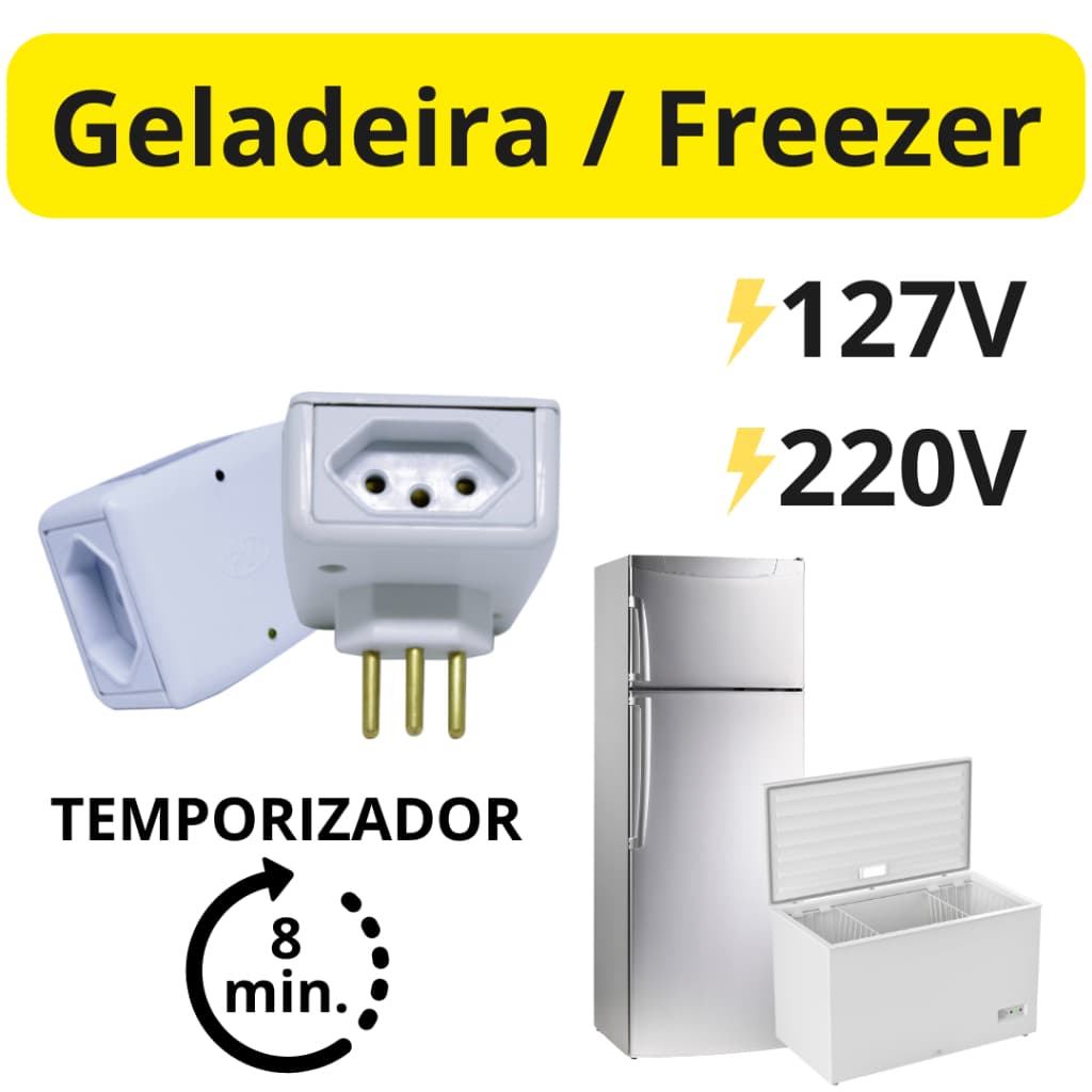 Protetor c Temporizador p Geladeira e Freezer Contra Picos de Energia Surtos Oscilações de Rede PW