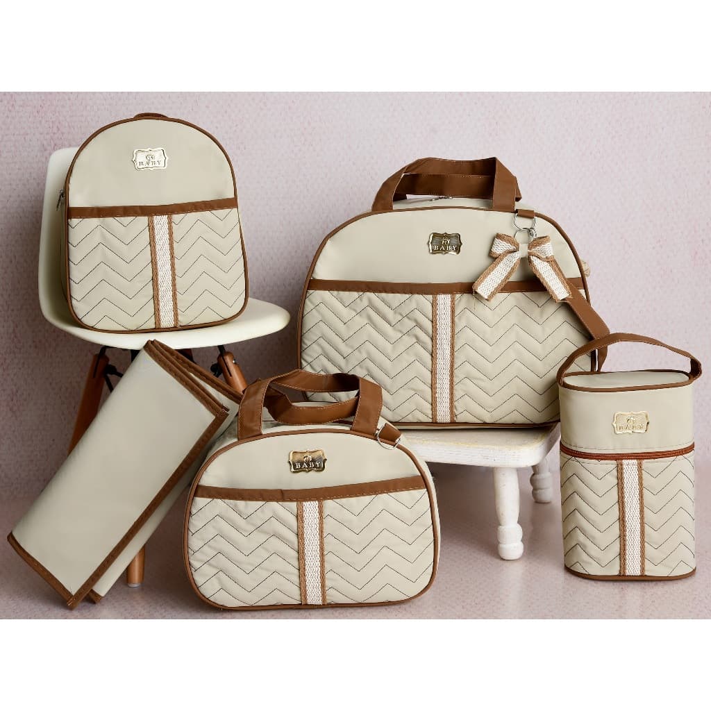 Kit Mala Maternidade 5 peças Mochila Porta Mamadeira e Trocador Bolsa de Bebê