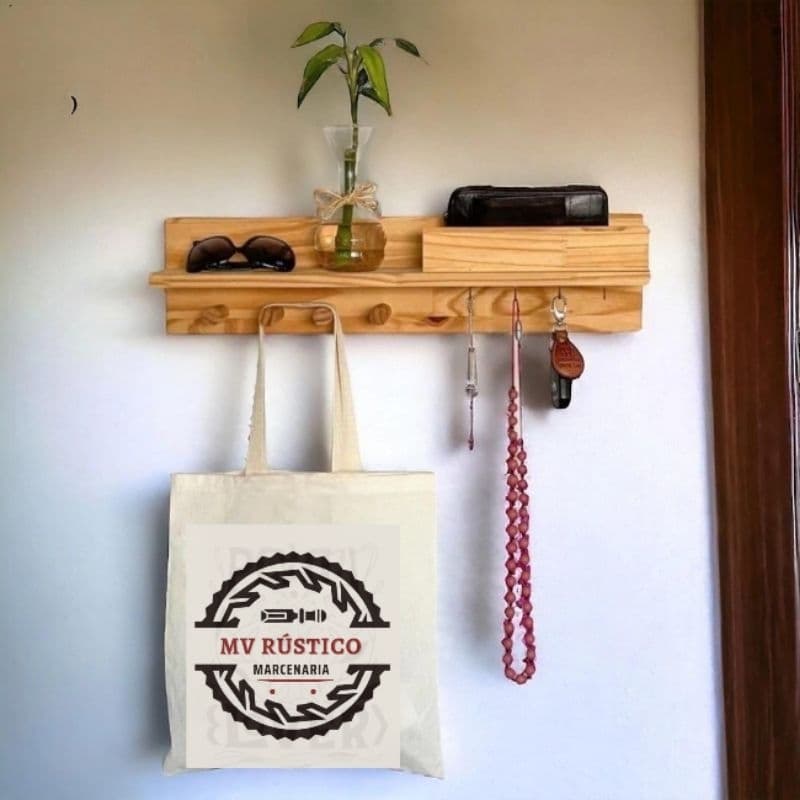 Porta Chaves Celular Cartas Em Madeira De Pinus Rústico