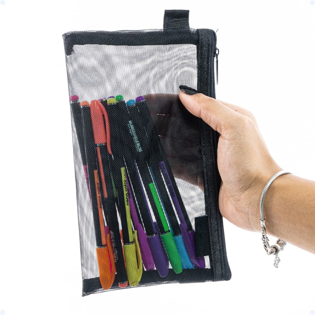 Estojo Bolsinha De Lápis Slim Escolar Necessaire Pequena Feminino Organizadora Transparente Telada