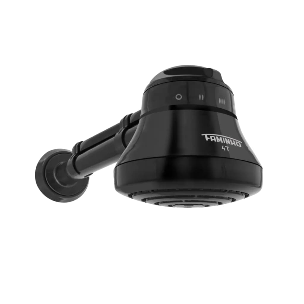 Chuveiro Elétrico Ducha Fame Preto C/ Cano 4t 5400w 110v Acabamento Fosco