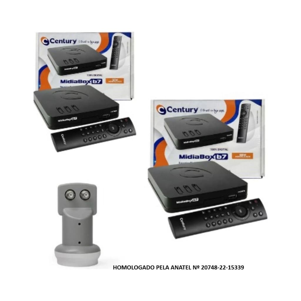 2 RECEPTORES CENTURY MIDIABOX B7 + 1 LNBF DUPLO