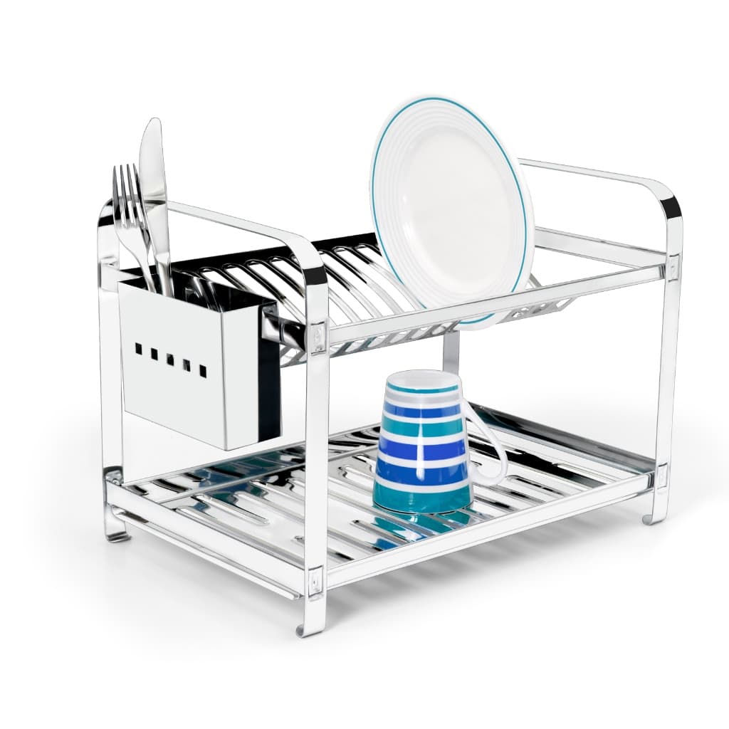 Escorredor de louça inox para 16 pratos com porta talher inox