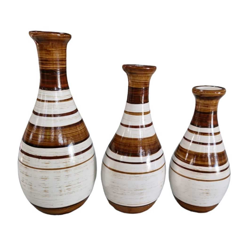 TRIO VASO PQ ENFEITE RACK ,SALA,QUARTO CERAMICA OFERTA.