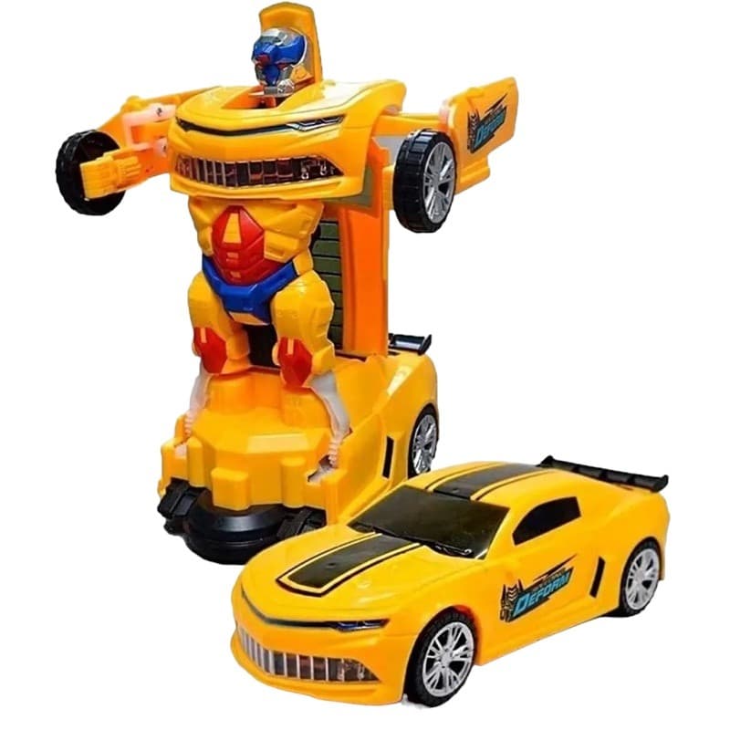 Carrinho Camaro Transformers Brinquedo Vira Robô Luz Som Bate Volta