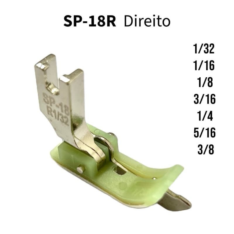 Calcador Pesponto Teflon lado Direito T-SP18R Com Guia Para Reta Maquina Costura Industrial
