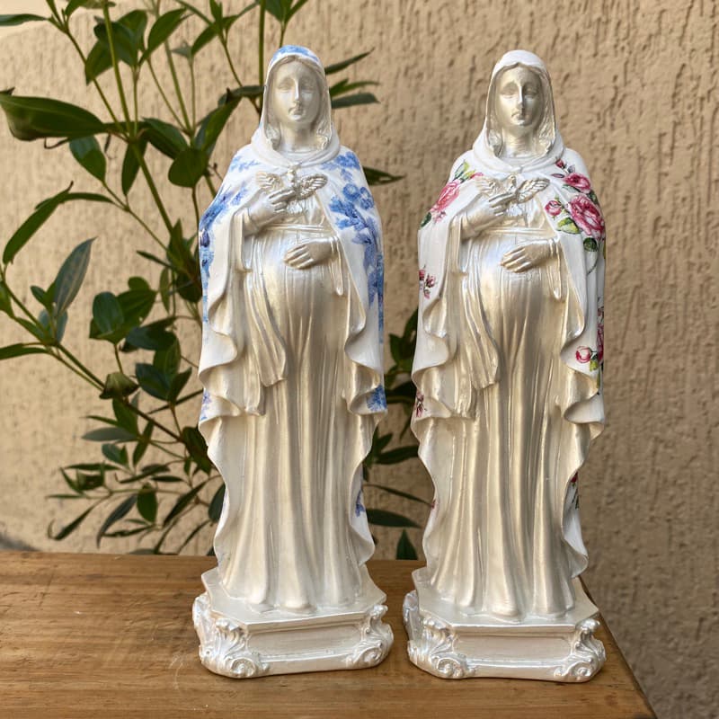 Imagem Nossa Senhora Grávida 20cm Delicada / Lembrança Gravidez / Doce Espera / Virgem Maria