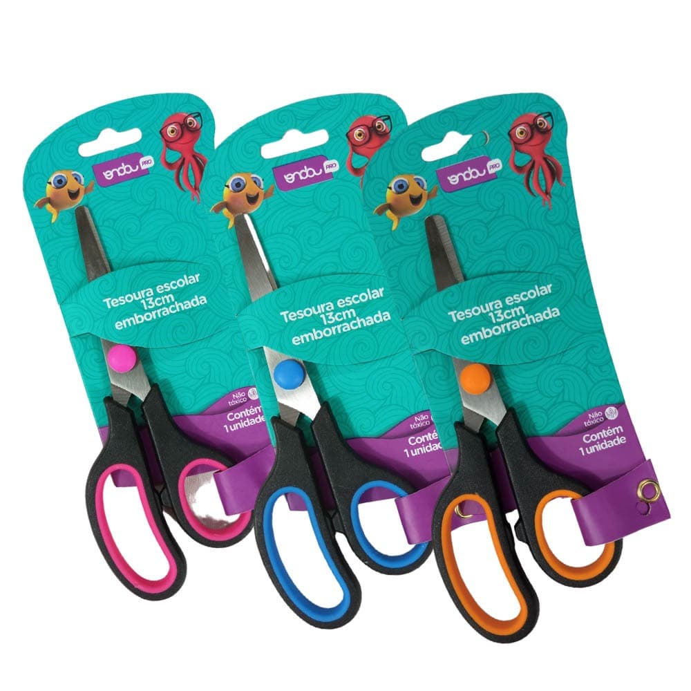 Tesoura Escolar 13cm Inox Soft Cabo Emborrachado