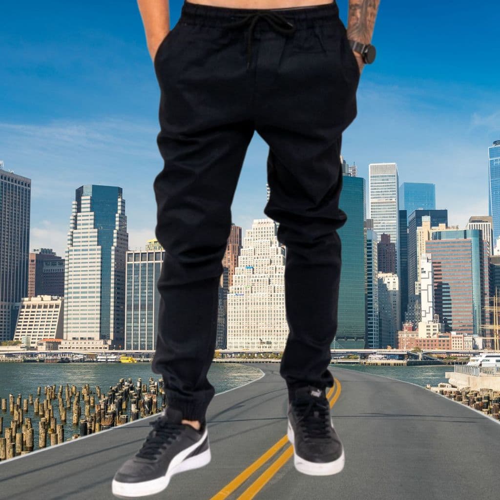 Calça Jogger Masculina Sarja com punho elástico streetwear