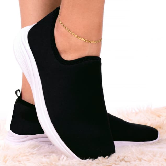 Tênis Feminino Meia Calce Fácil Slip On Leve Flexível Confortável Caminhada Academia Casual