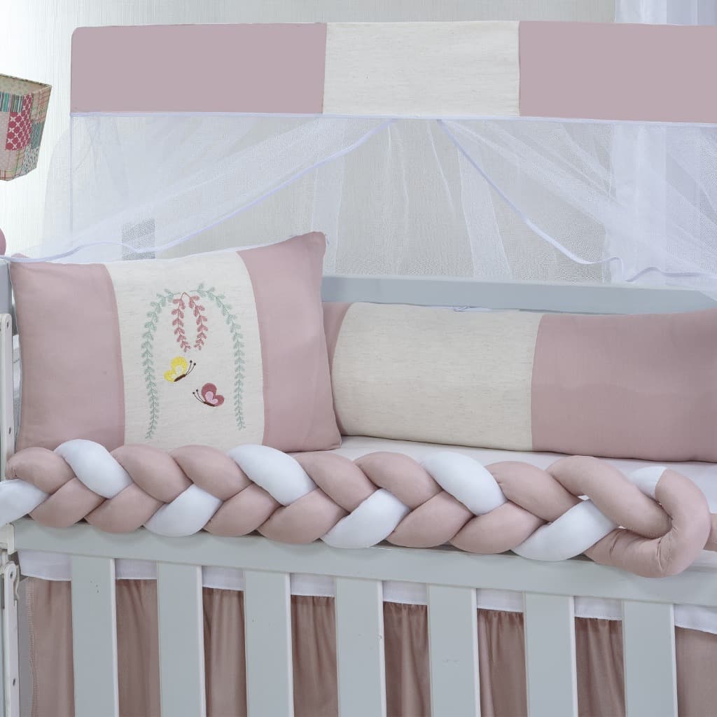 Kit Mini Berço Classic Menina Menino 06 Peças Com Saia Estampado