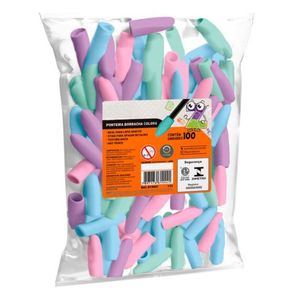 Borracha Ponteira Bazze Colorida Branca Para Lápis Kit Com 10 12 24 e 100 unidades