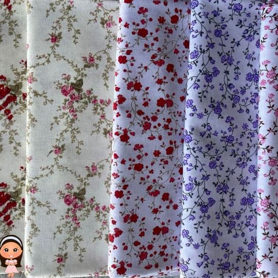 Tecido Tricoline Flores 1,00mt 2,00mt, 1,50 de Largura 100% Algodão, Floral, Flor, Raminho, Buque.