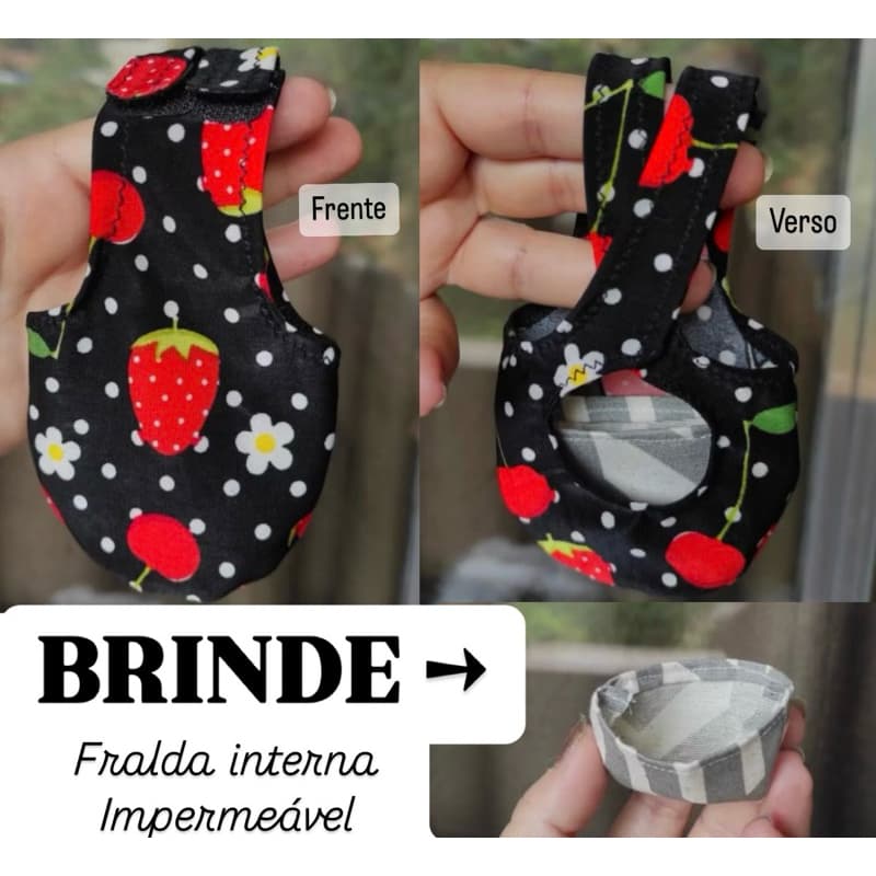 roupa fralda pet para calopsita + fraldinha interna impermeável