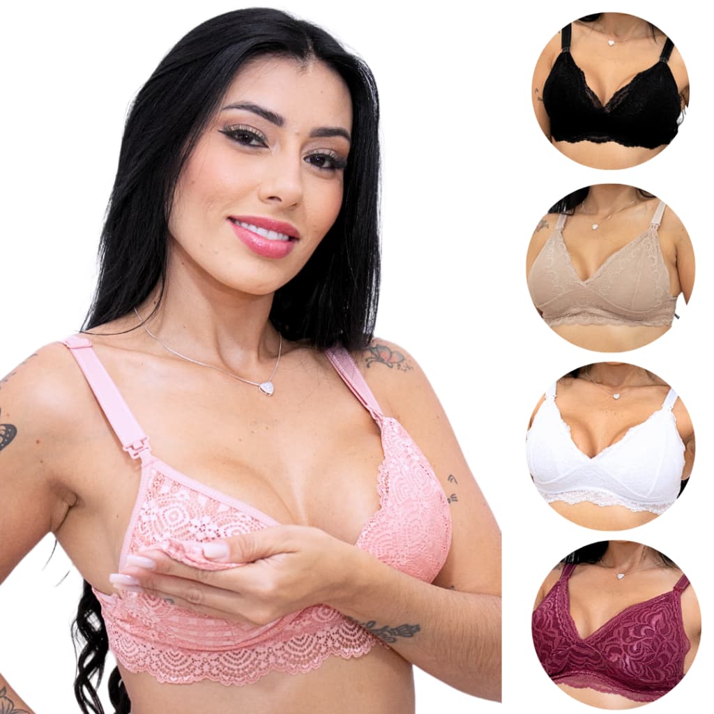 Kit 5 Sutiã Reforçado Amamentação Gestante Soutien Sem Bojo Para Amamentar Kit Pós parto