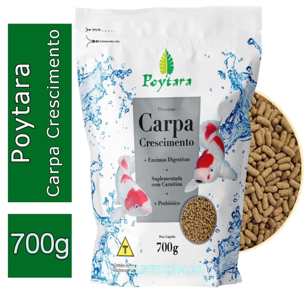 Ração Para Carpas Juvenis Poytara Carpa Crescimento 700g