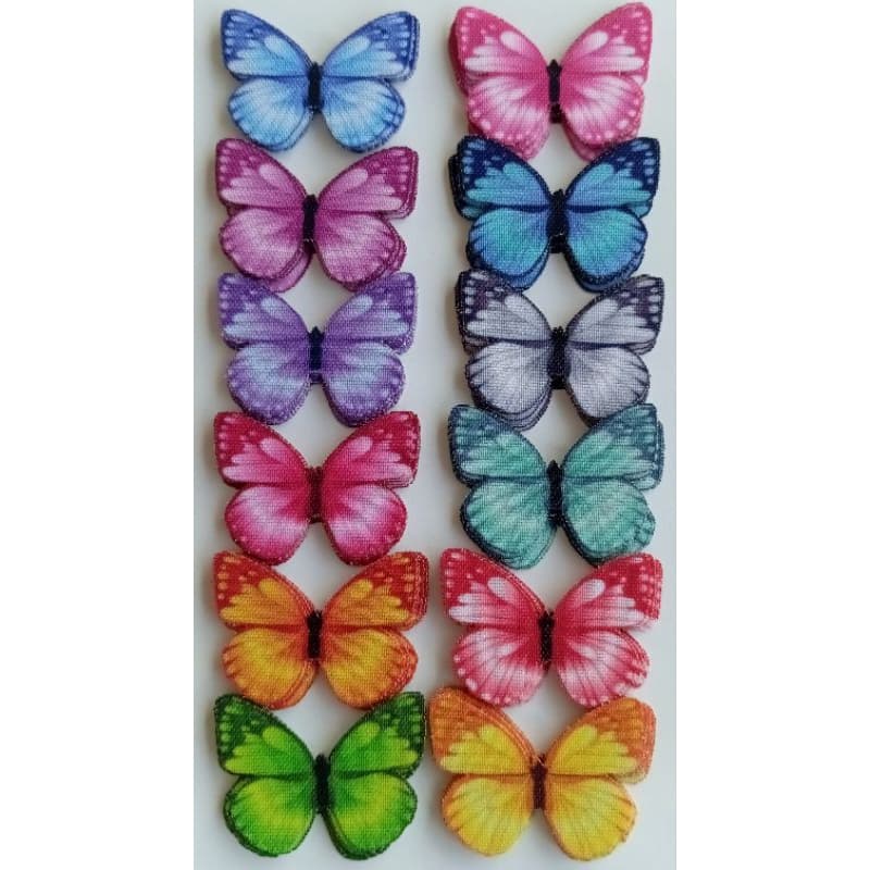 60 Borboletas em tecido recortadas  e engomadas para laços tiara, enfeites para cabelo vestido e só usar sua imaginação