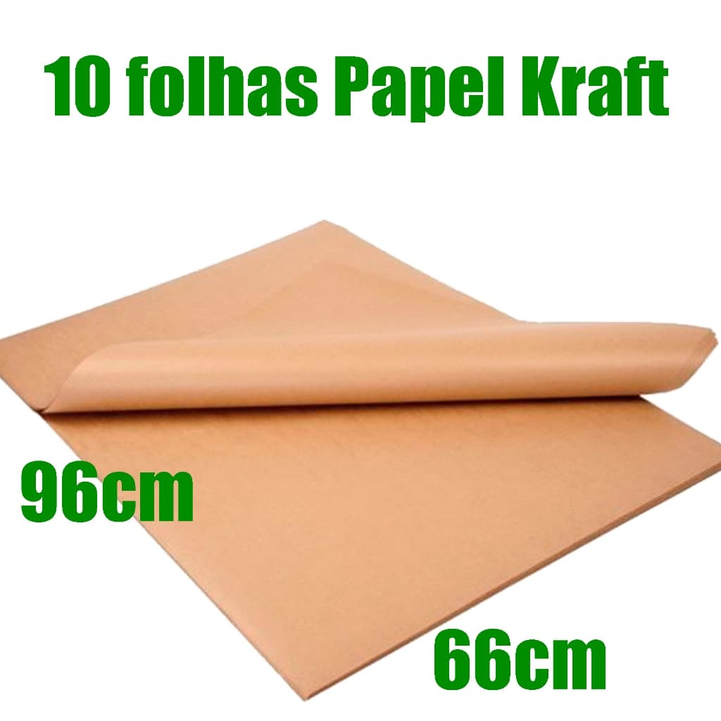 FOLHA DE 66X96CM  PAPEL KRAFT 10 UNIDADES PARA EMBALGENS DELIVERY PINTURAS