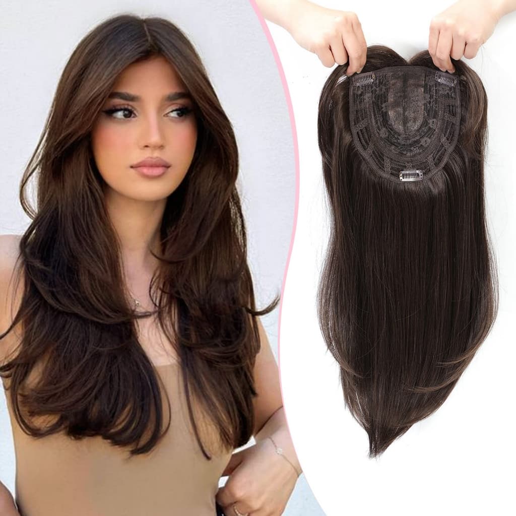 45cm Toppers de Cabelo Para Mulheres Topper de Cabelo com Franja Fibra Capilar Orgânica