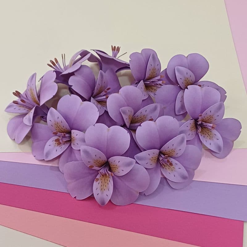 Flor de papel realista Astromélia kit 12 unidades, Lindas ,ótimas para decoração de Bolos -5cm-