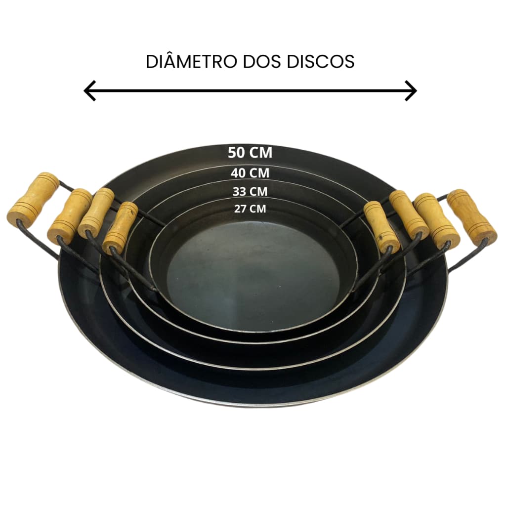 Disco De Arado Com bordas Chapa Frigideira Paellera Paella - Unitário - 27 - 33 - 40 - 50 Centímetros