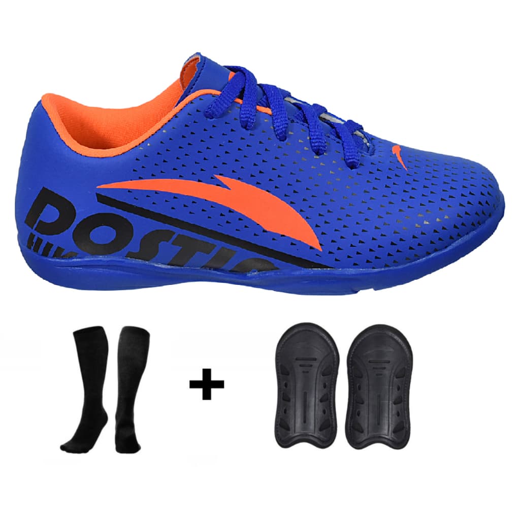 Kit Chuteira Infantil Baby Futsal Caneleira + Meião