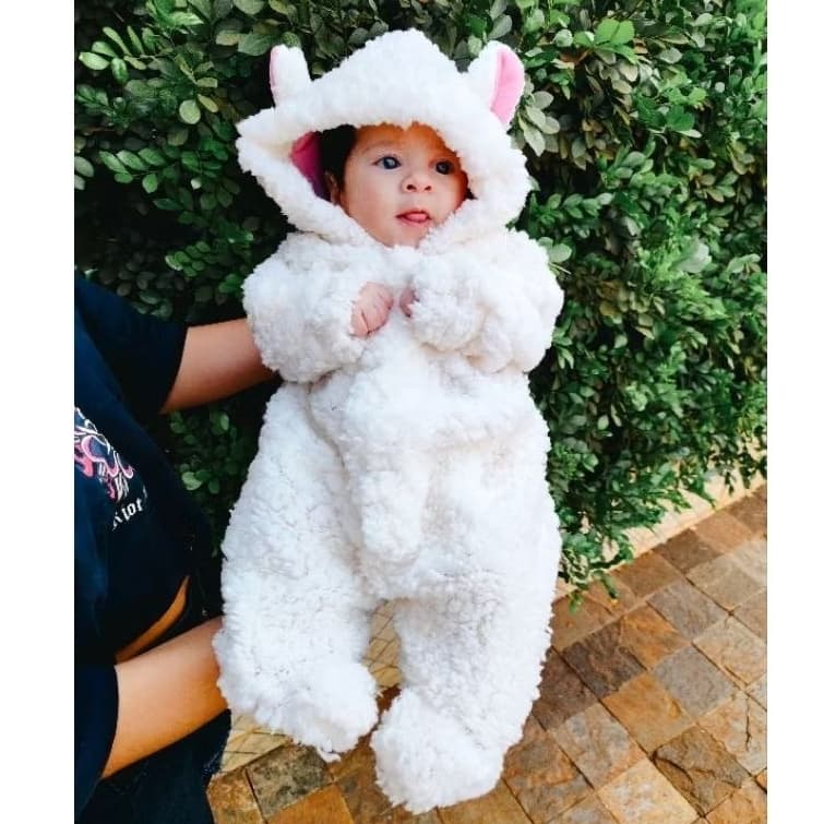MACACÃO BEBÊ INVERNO OVELHA FOFINHO QUENTINHO 0 A 12 MESES