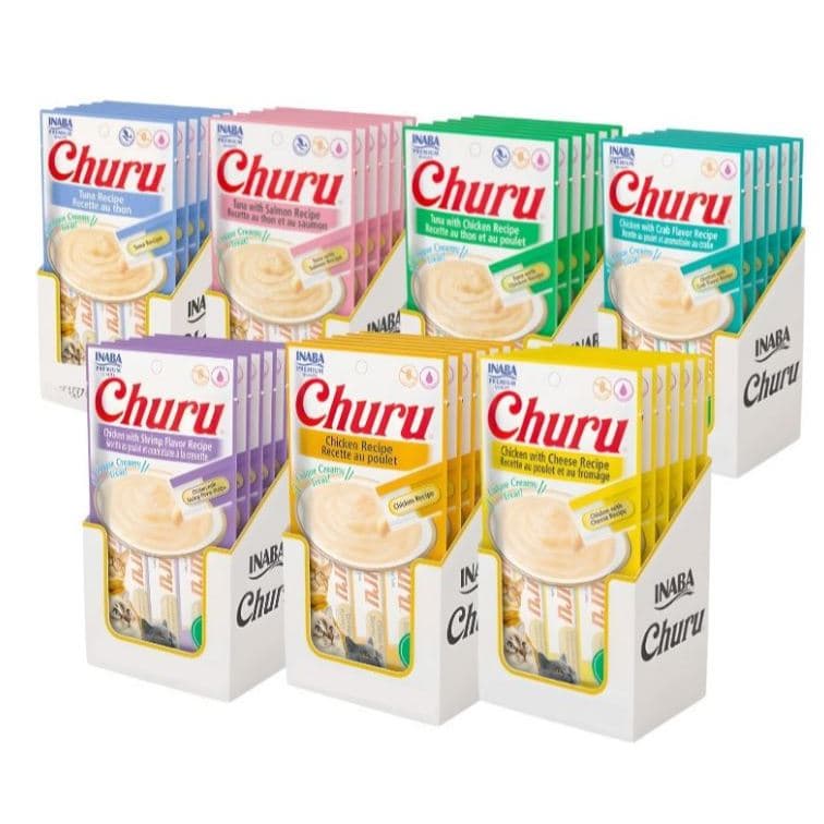 PETISCO PARA GATOS CHURU KIT C/6 UNIDADES SABORES VARIADOS