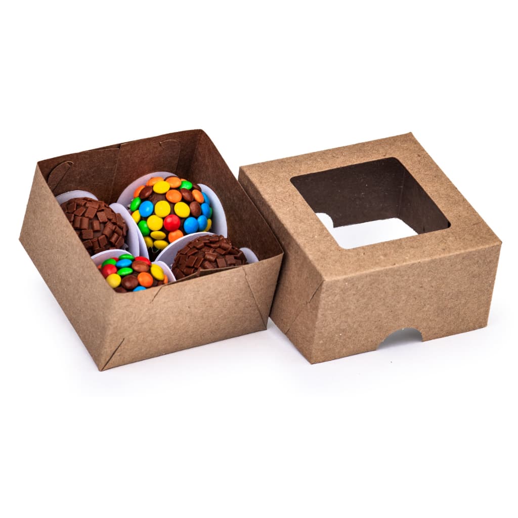 100 UN caixa para presente 8x8x4,5 kraft 4 doces brigadeiros trufas brownie lembrancinha artesanato