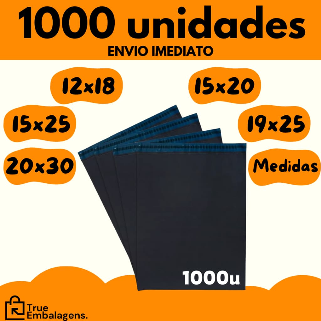 Kit c/ 1000 Envelope Segurança Embalagem De Envio Tamanhos 12x18 15x20 15x25 19x25 20x30 26x36 32x40