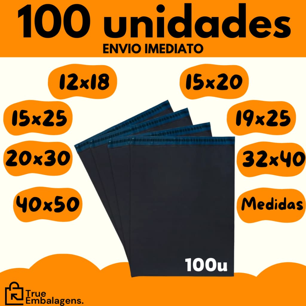 Kit c/ 100 Envelope Segurança Embalagem De Envio 12x18 15x20 15x25 19x25 20x30 26x36 32x40 40x50