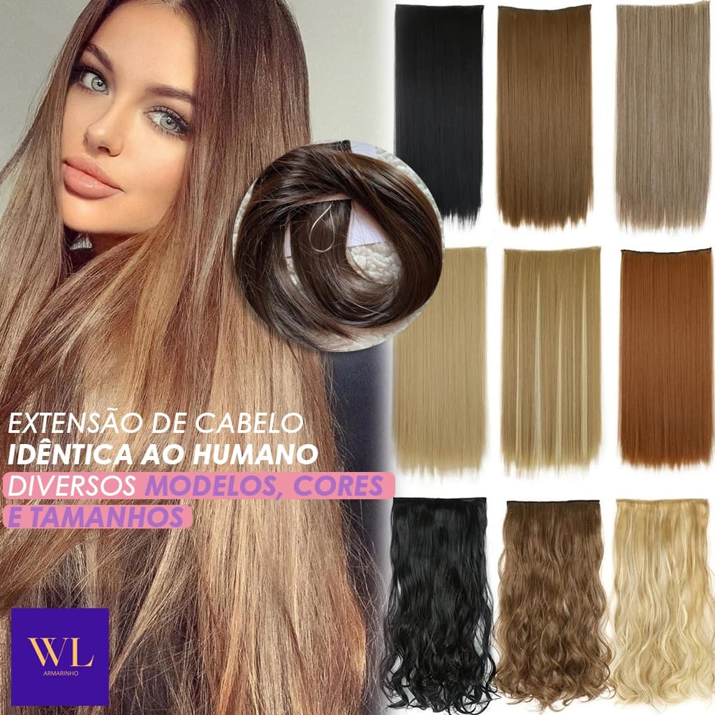 Aplique Extensão Cabelo Humano Tic Tac Sintético Liso/ Cacheado/ Crespo/ Loiro / Preto Humano Longo Com Volume