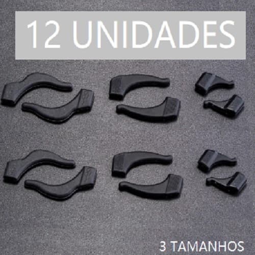 Segurador Antiderrapante 3 Tamanhos Trava Haste De Silicone Para Óculos 12 Unidades Gancho De Orelha