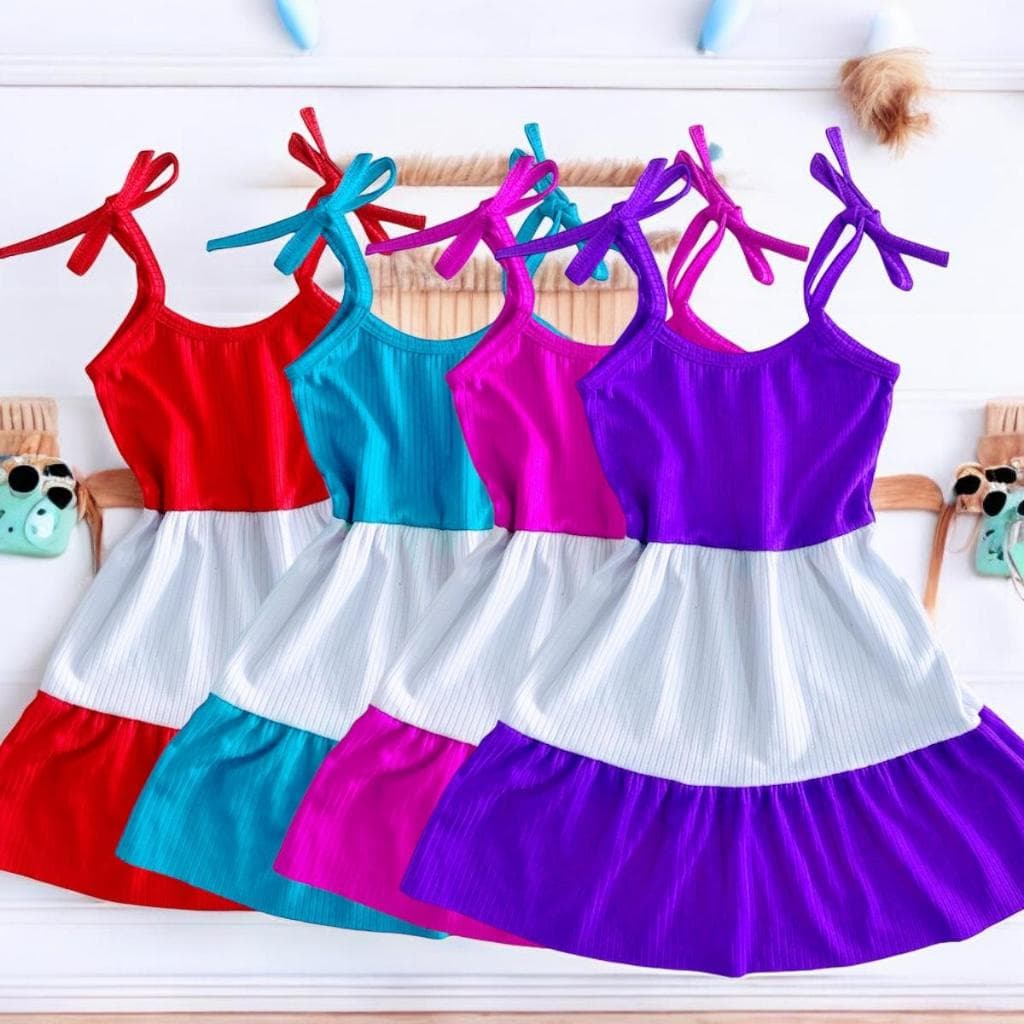 Vestido Infantil menina modelo três maria Multicolorido