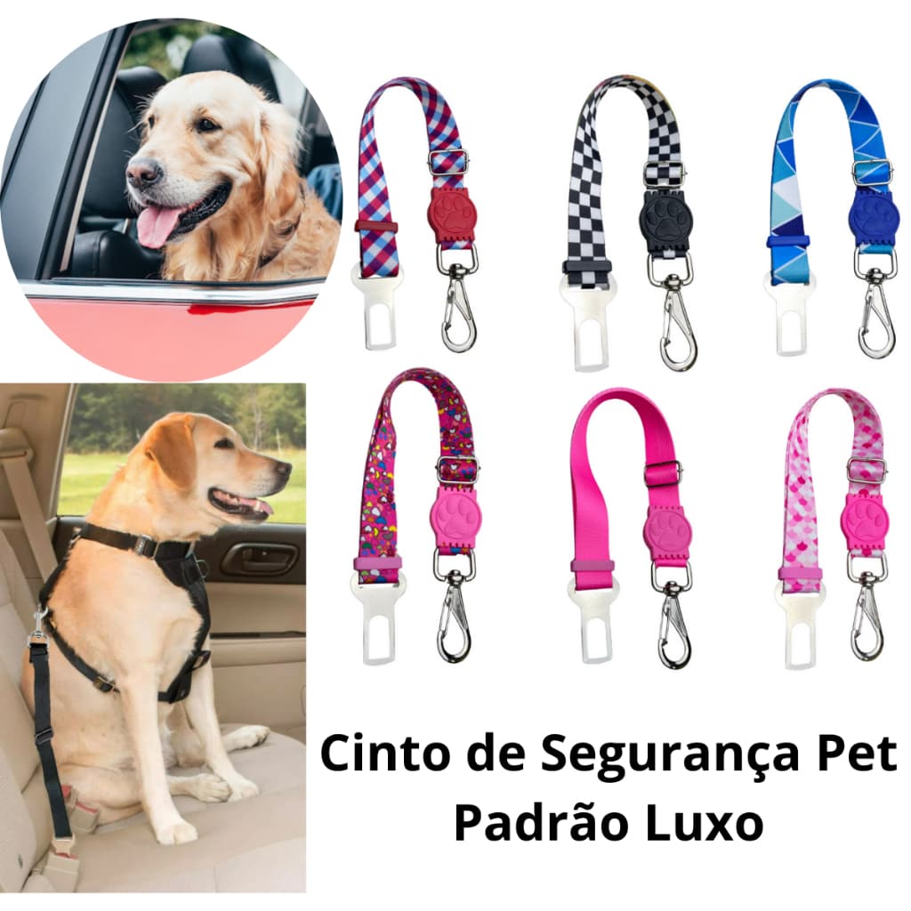 Pretinhopet Cinto de Segurança Pet para Carro Viagens e Passeios Cachorro Cães e Gatos Regulável