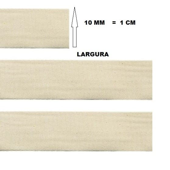 10 metros de cadarço sarjado cru em algodão 1 Cm
