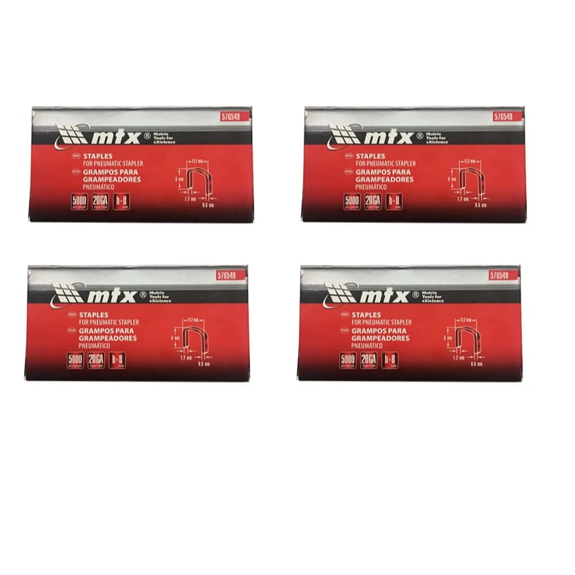Grampo para grampeador pneumatico 8 mm 4 caixas 20.000 grampos Mtx 576549