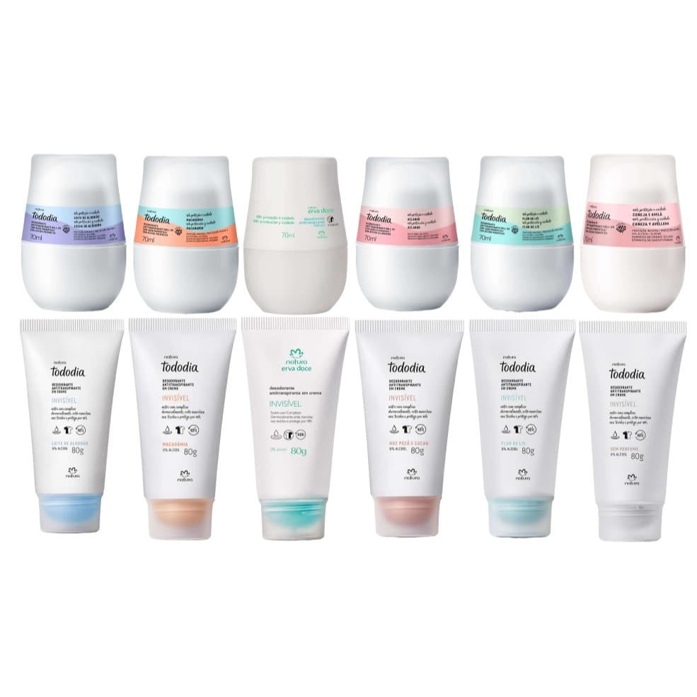 Desodorante Antitranspirante em Creme ou Roll-on Natura Tododia (Diversas Fragrâncias)