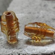 Kit C/ 3 ou 7  Unidades Firma De Murano Azeitona Cristal Escama Dourado/Dourado